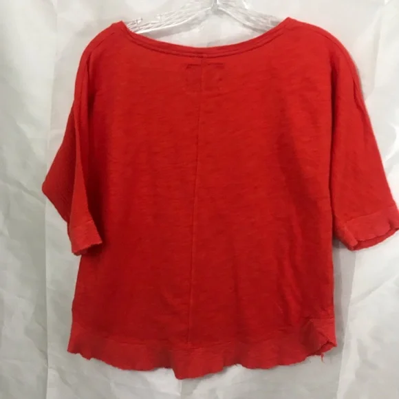 Anthropologie Orange Gauze Circle Tee Shirt Top - Picture 6 of 6